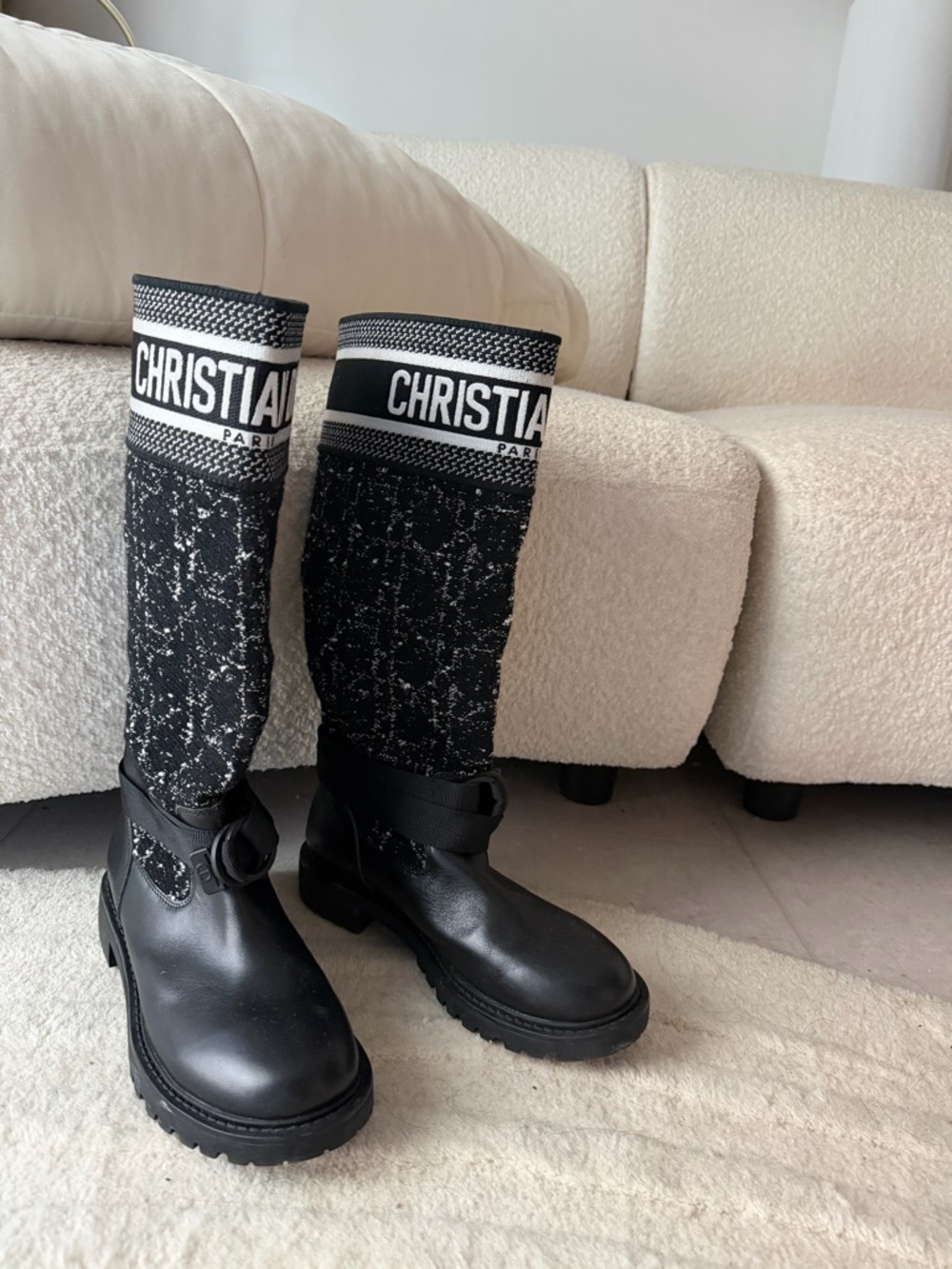 Dior D-Major Knit Boot Black & White